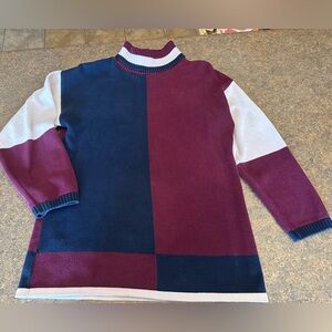 Vintage 90s- Women's Colorblock Turtleneck Sweater